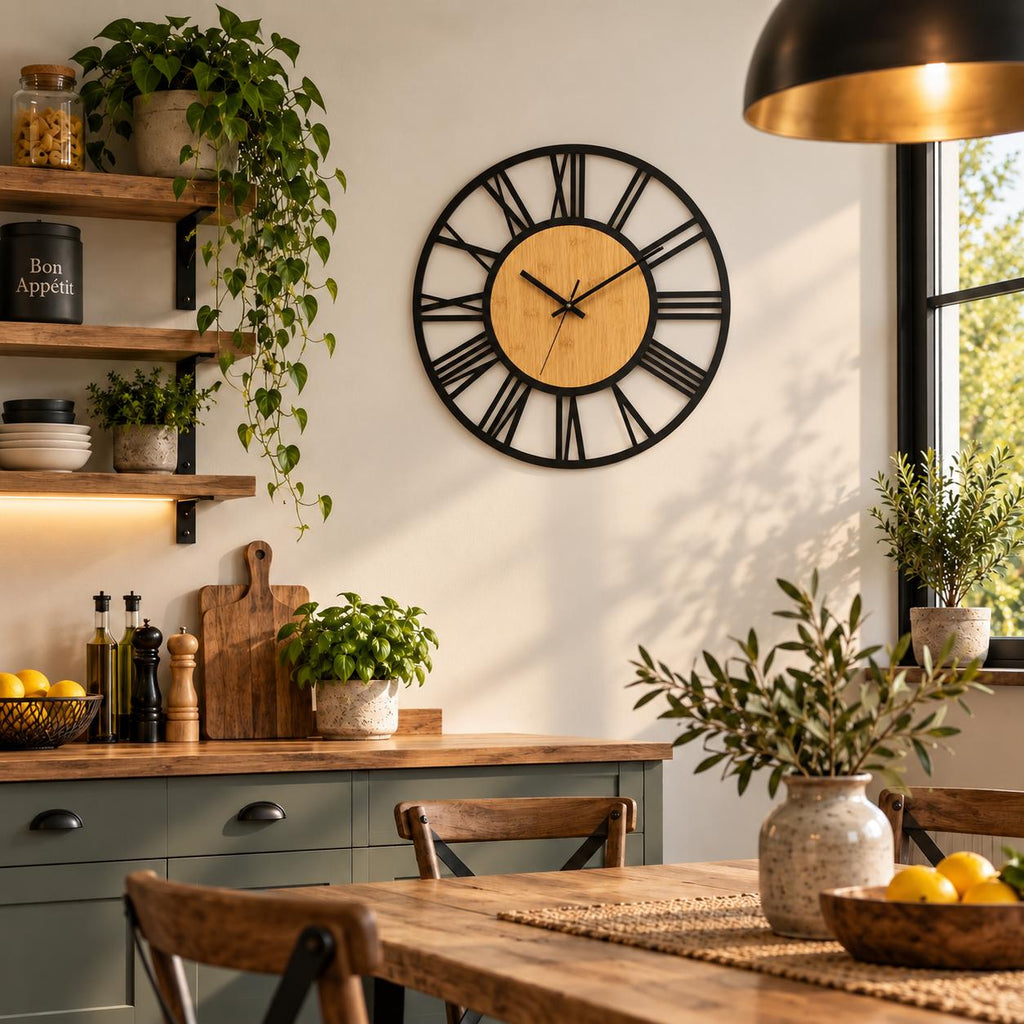 Horloge Murale Design Métal Bois | César