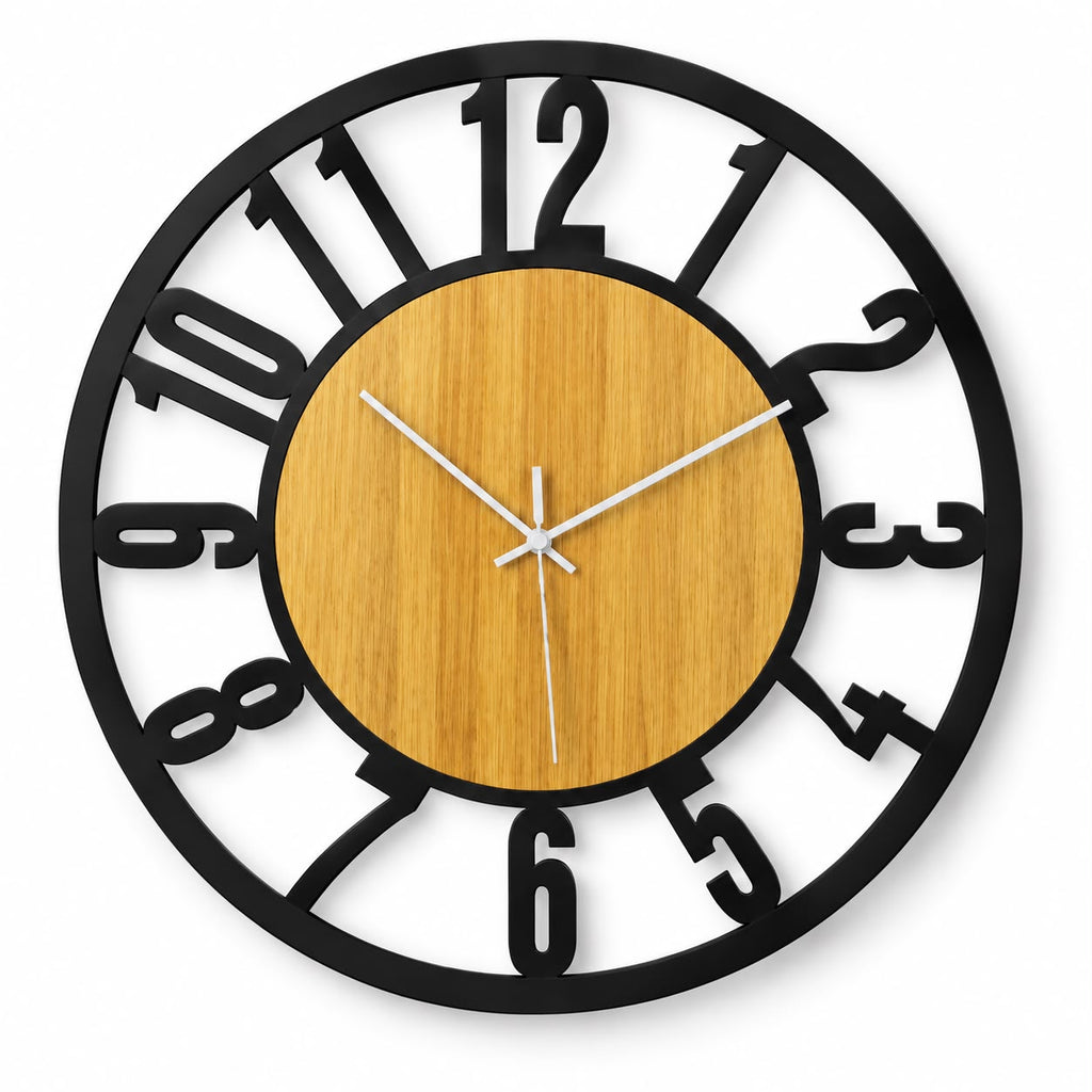 Horloge Murale Design Métal Bois | Ironwood