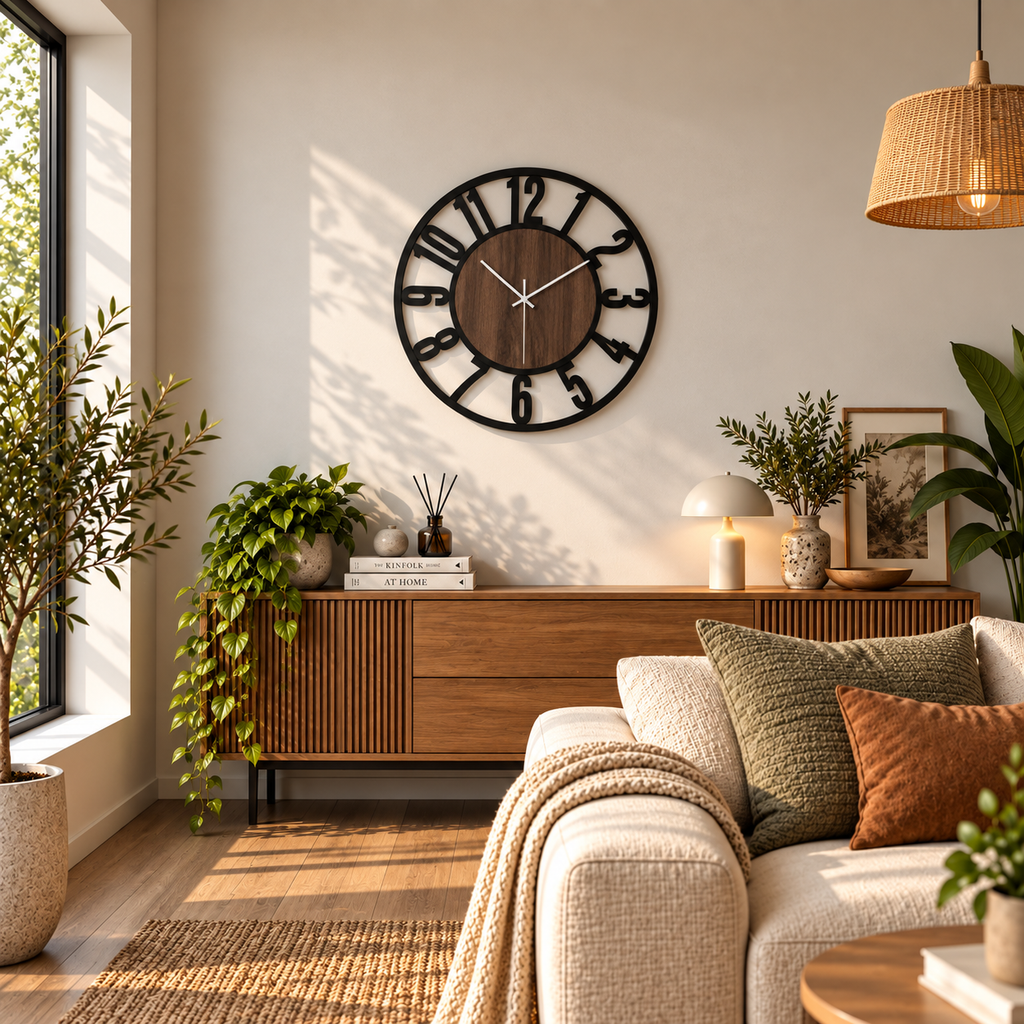 Horloge Murale Design Métal Bois | Ironwood