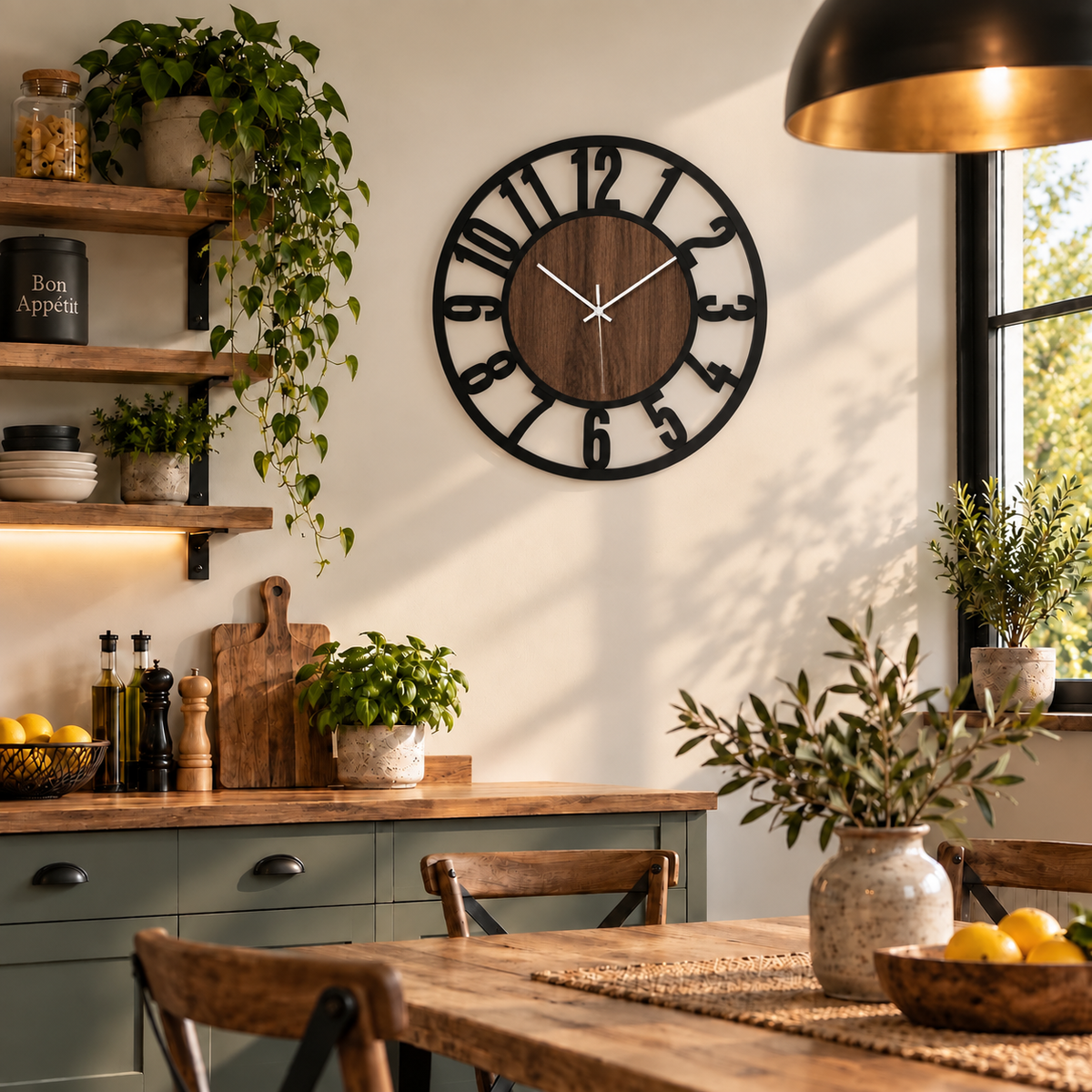 Horloge Murale Design Métal Bois | Ironwood