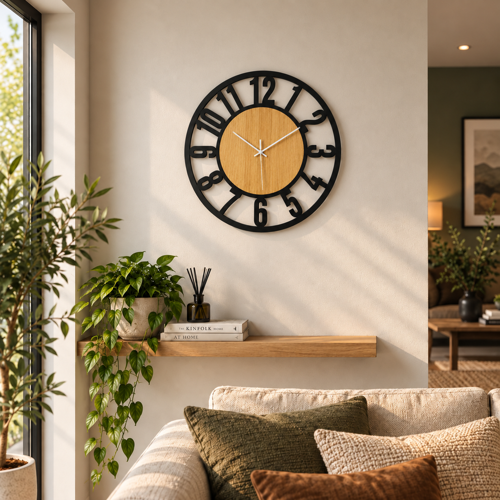 Horloge Murale Design Métal Bois | Ironwood