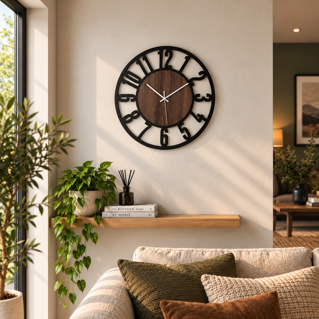 Horloge Murale Design Métal Bois | Ironwood
