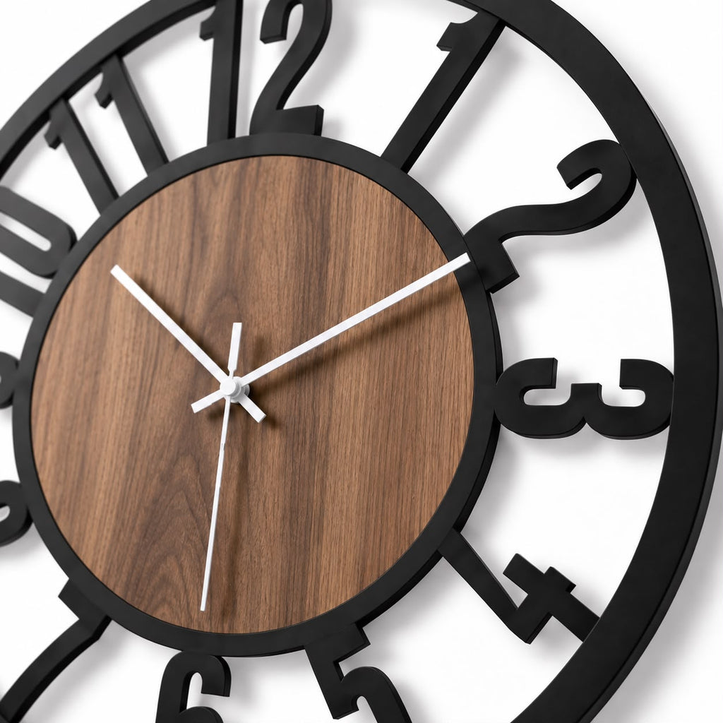 Horloge Murale Design Métal Bois | Ironwood