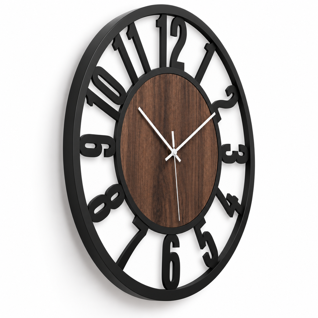 Horloge Murale Design Métal Bois | Ironwood