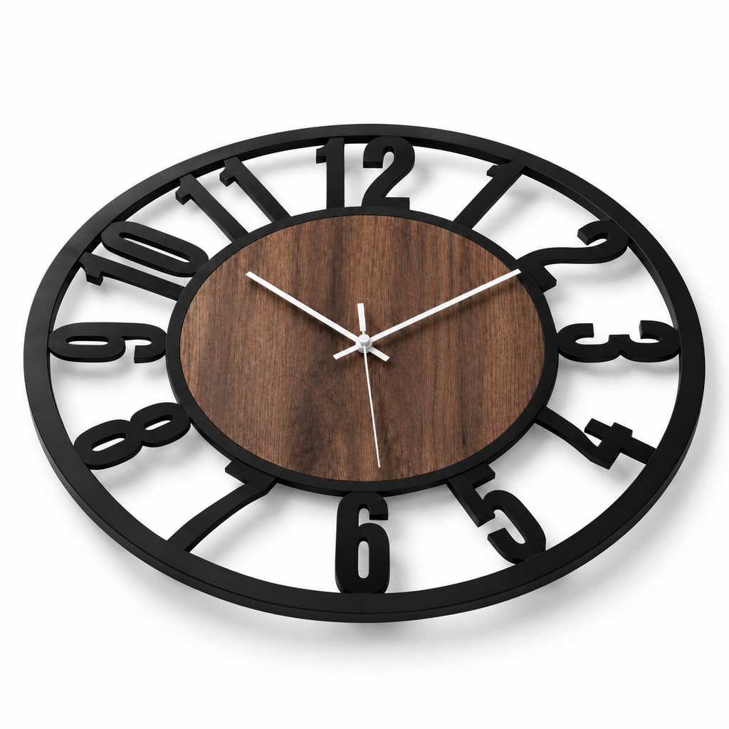 Horloge Murale Design Métal Bois | Ironwood