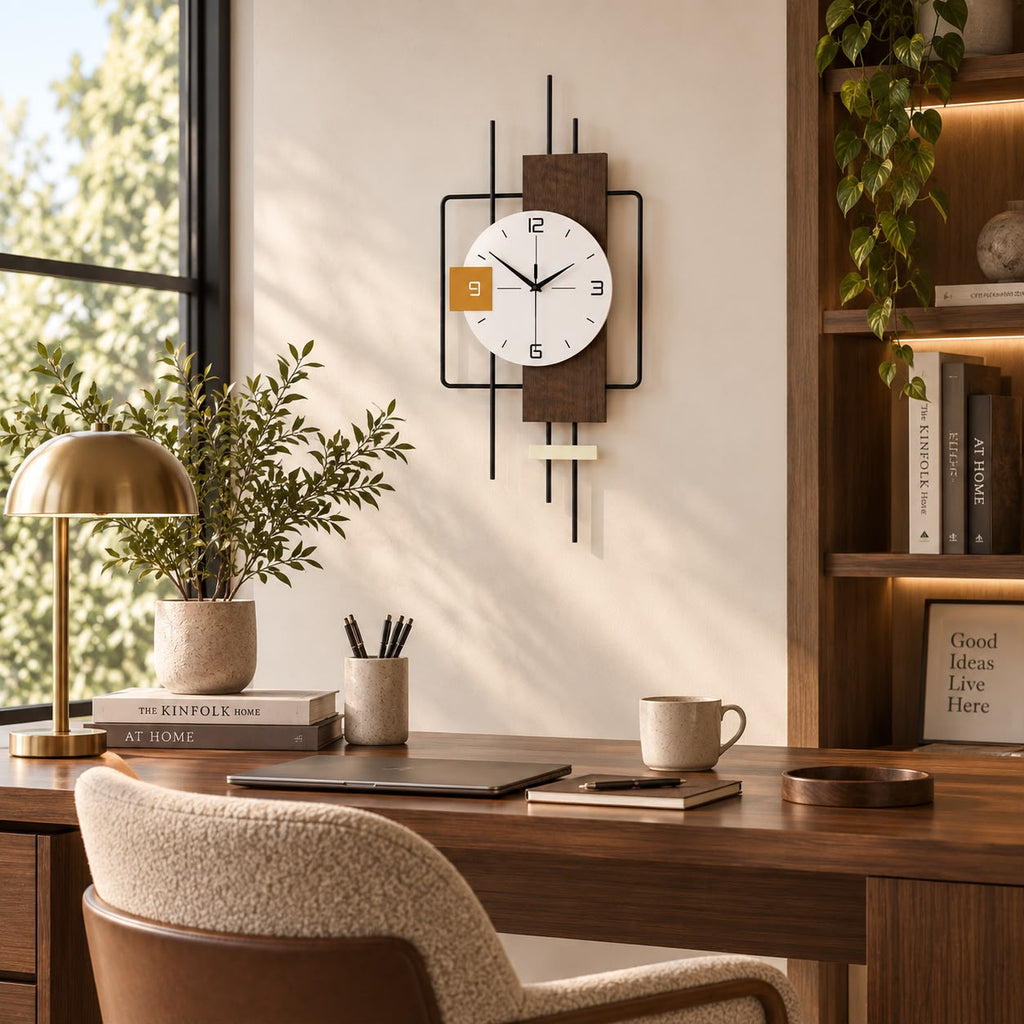 Horloge Murale Design Métal Bois | Linéa
