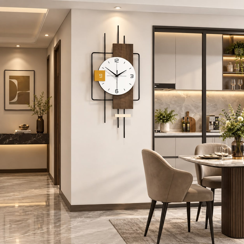 Horloge Murale Design Métal Bois | Linéa
