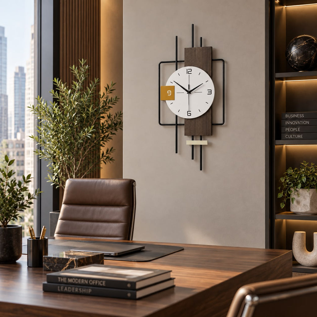 Horloge Murale Design Métal Bois | Linéa