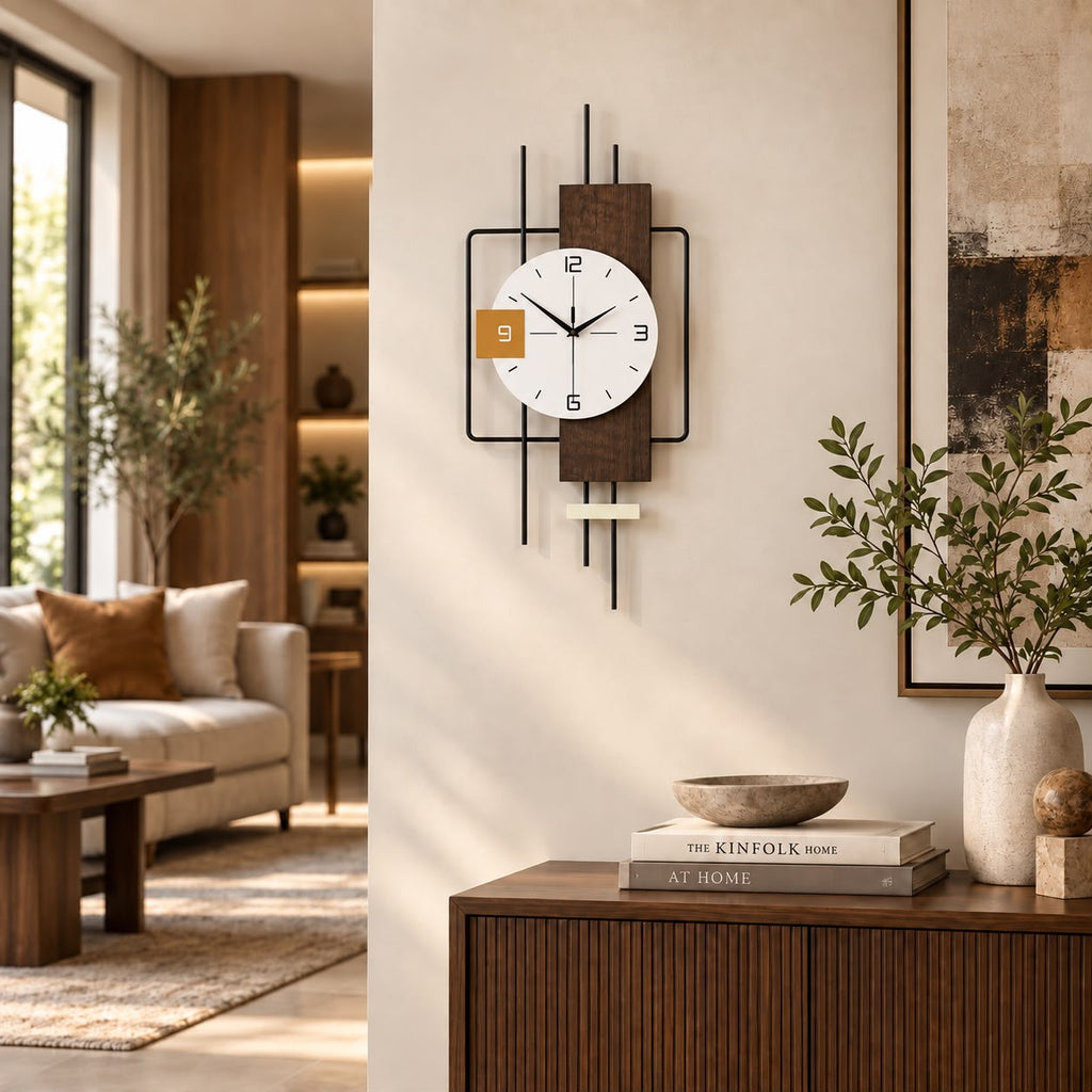 Horloge Murale Design Métal Bois | Linéa