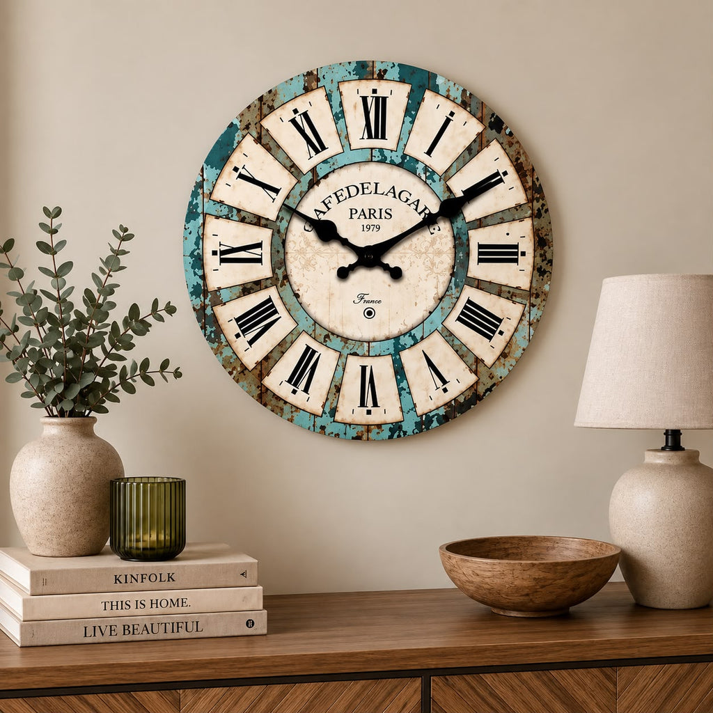 Horloge Murale Vintage Bois | Café de la gare