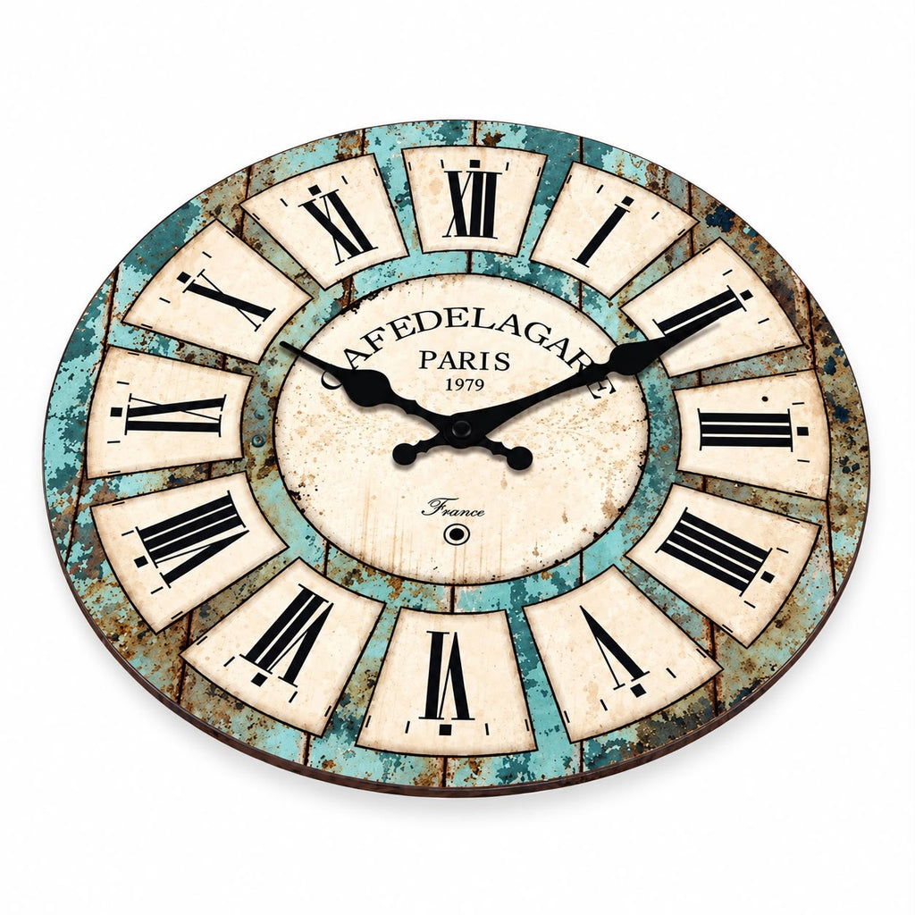 Horloge Murale Vintage Bois | Café de la gare