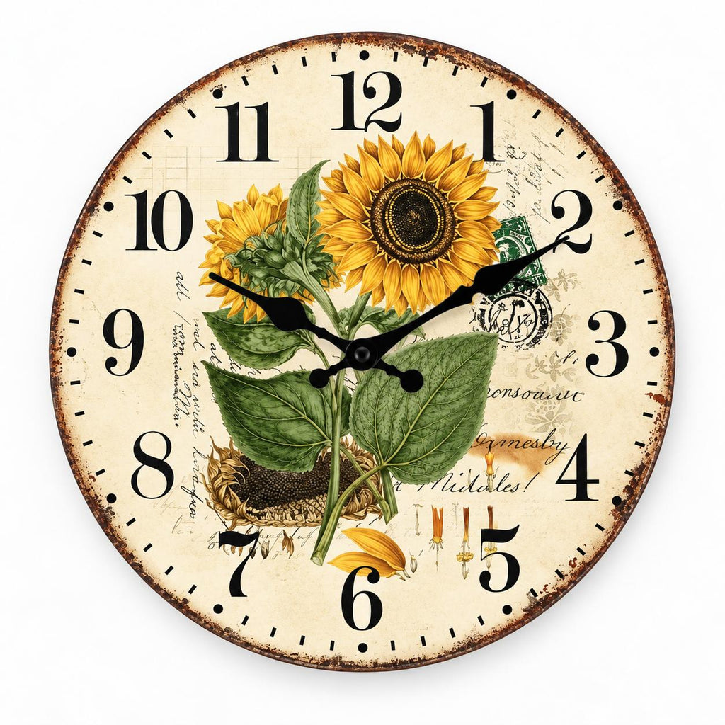 Horloge Murale Vintage Bois | Tournesol