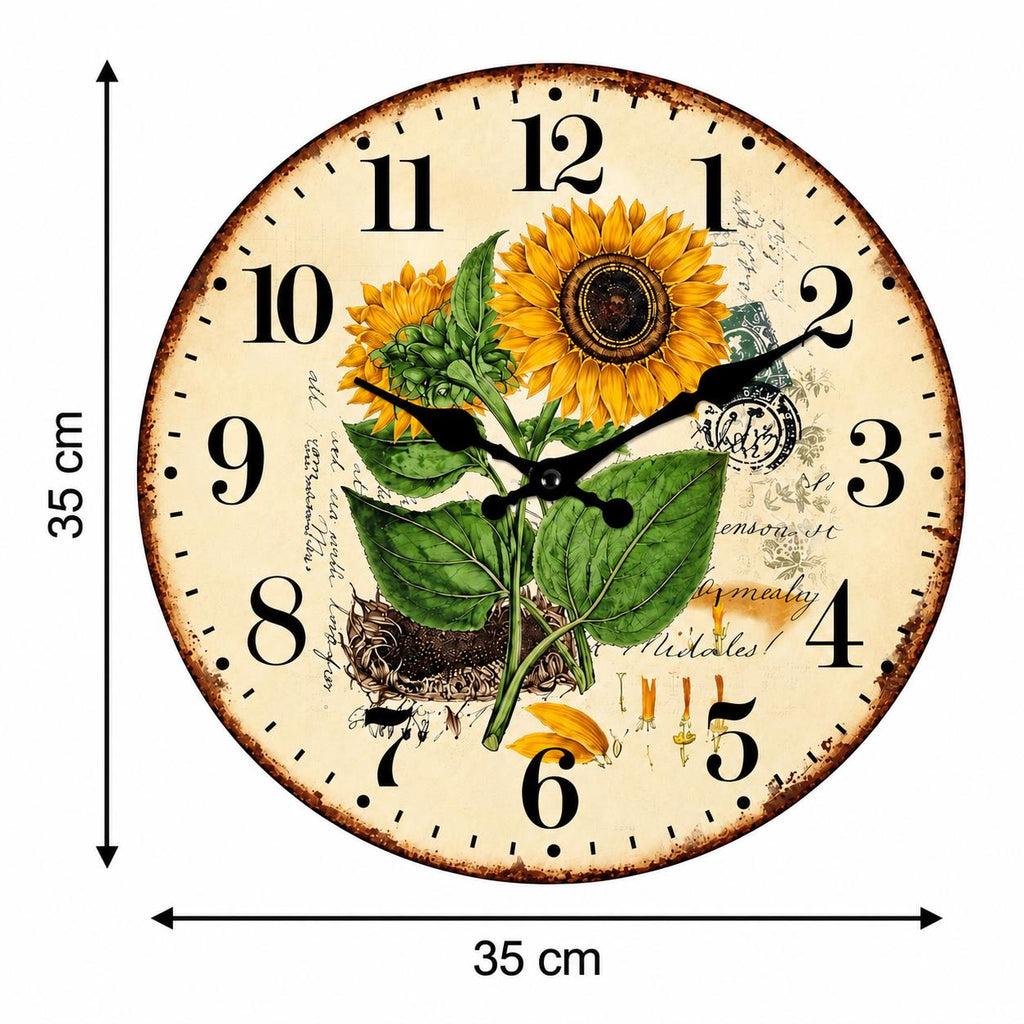 Horloge Murale Vintage Bois | Tournesol