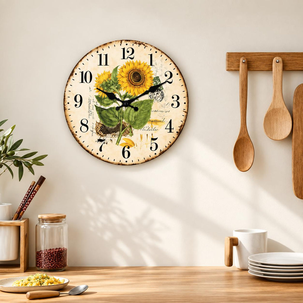 Horloge Murale Vintage Bois | Tournesol