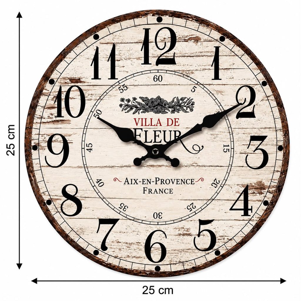 Horloge Murale Vintage Bois | Villa de fleur