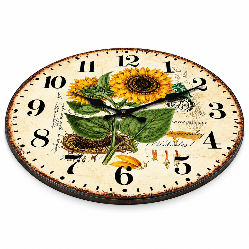 Horloge Murale Vintage Bois | Tournesol